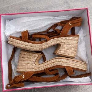 Vince Camuto Tan Suede Espadrille Wedges